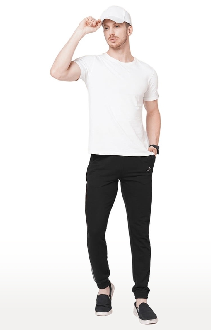 Men's Black Cotton Solid Trackpant