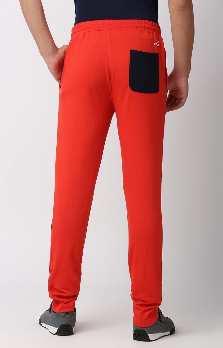 Men's Slim Fit Red Cotton Blend Casual Joogers