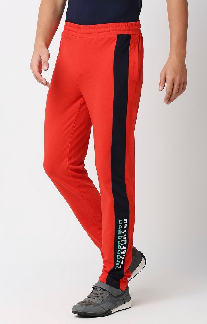 Men's Slim Fit Red Cotton Blend Casual Joogers