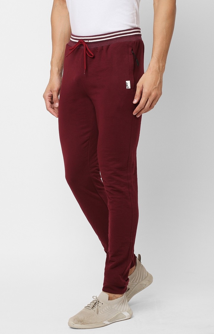 Men's Slim Fit Red Cotton Blend Casual Joogers