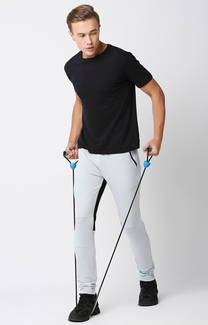 Men's Slim Fit Grey Cotton Blend Casual Joogers