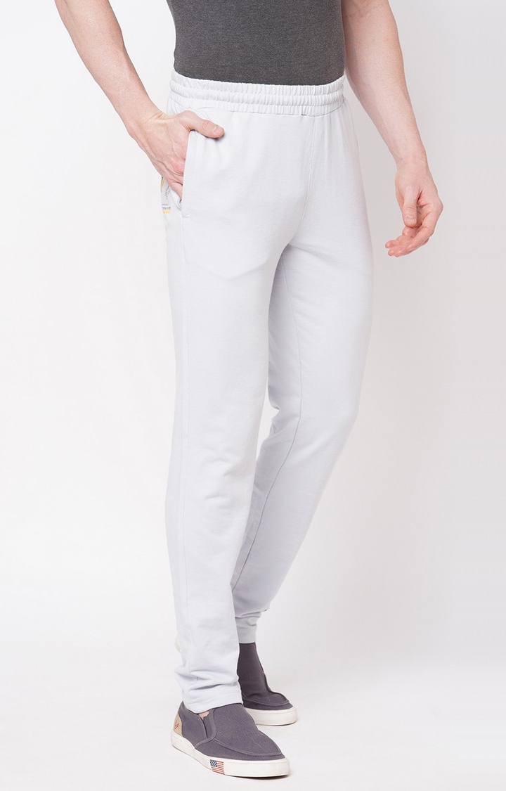 Men's Slim Fit Grey Cotton Blend Casual Joogers