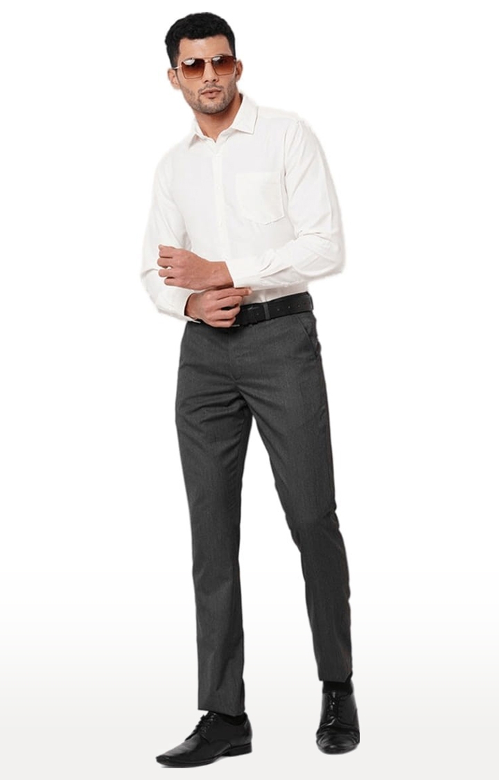 SOLEMIO | Men's White Polyester Solid Formal Shirt 1
