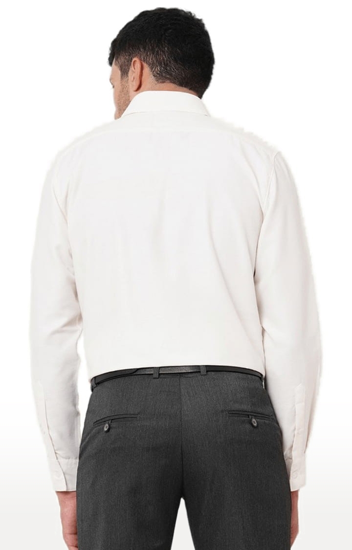 SOLEMIO | Men's White Polyester Solid Formal Shirt 2