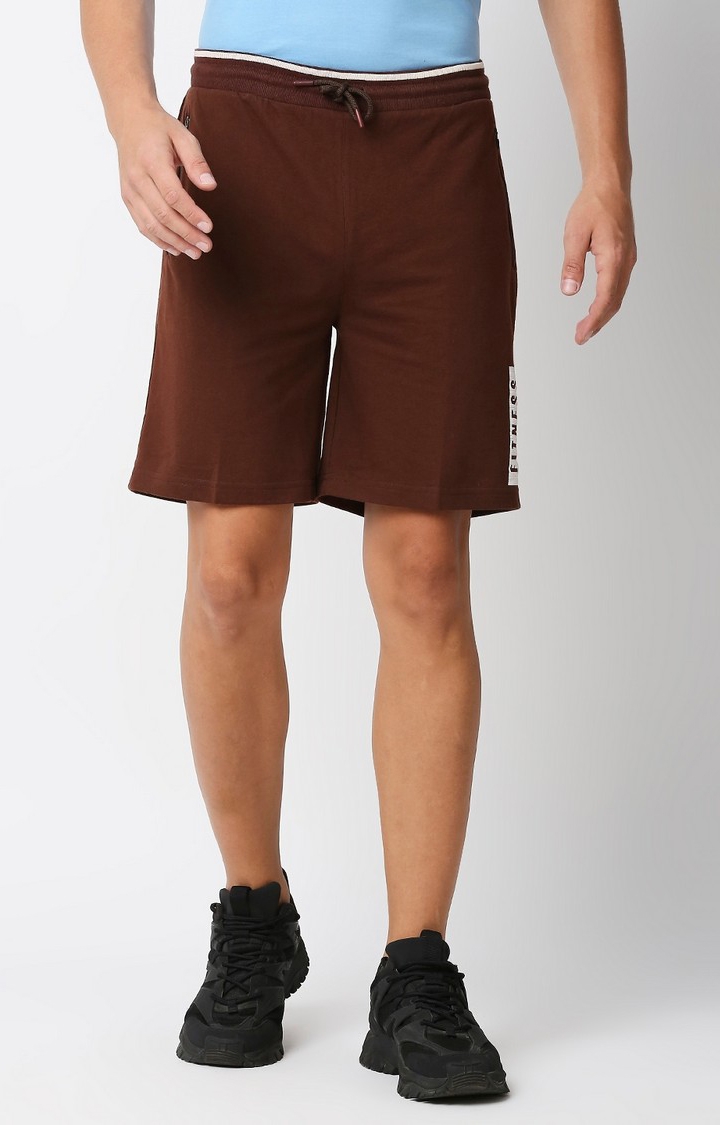 Men s Slim Fit Cotton Brown Shorts