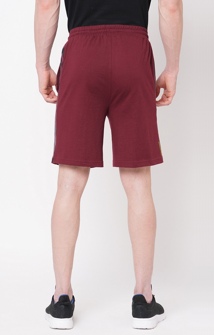 Men's  Slim Fit Cotton Maroon Shorts