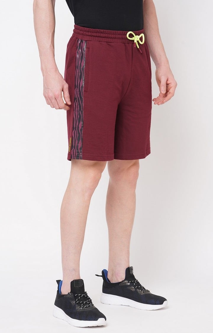 Men's  Slim Fit Cotton Maroon Shorts