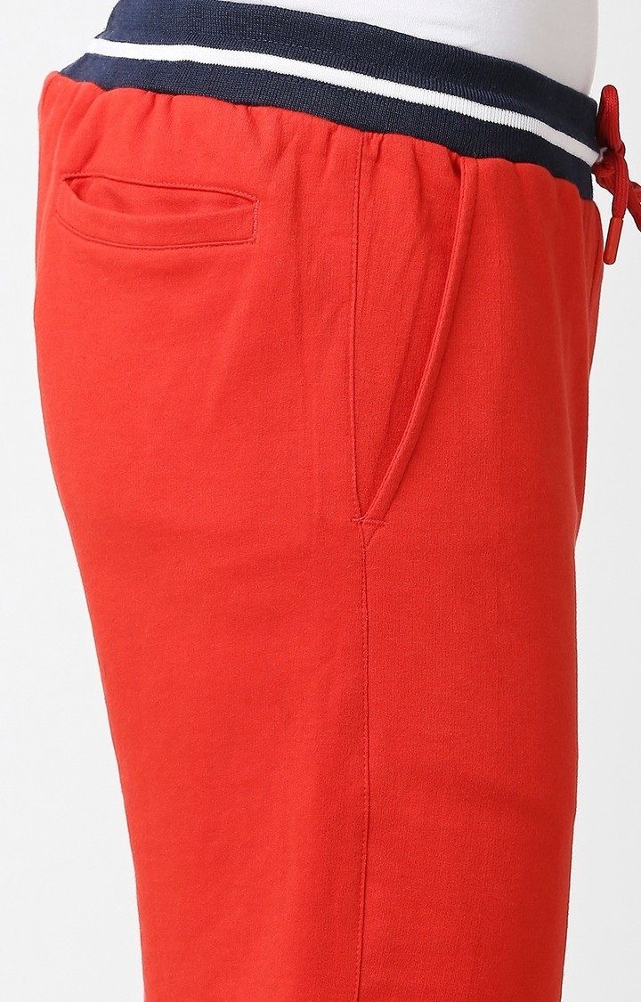 Men's  Slim Fit Cotton Red Shorts