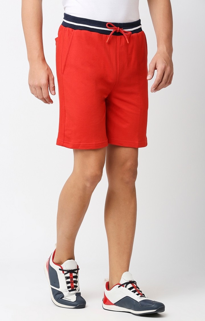 Men's  Slim Fit Cotton Red Shorts