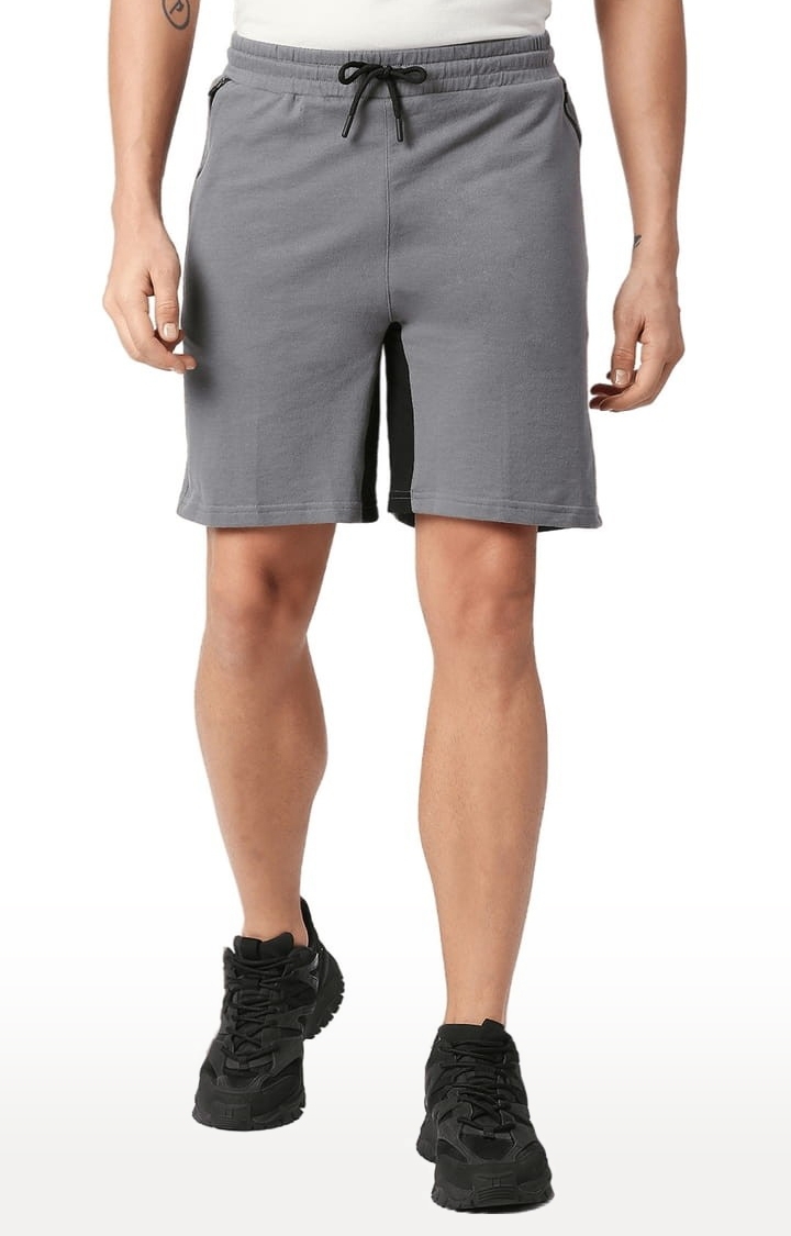 Men's Grey Cotton Solid Short