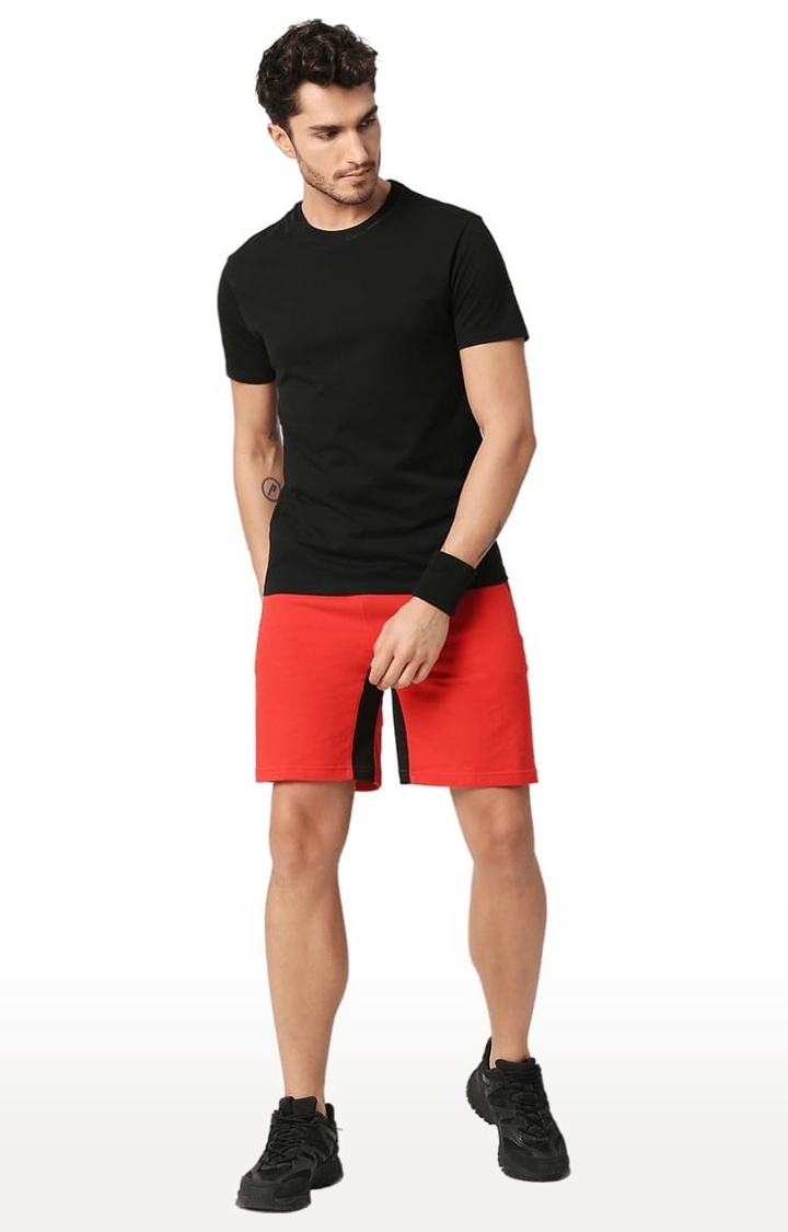 Men's Red Cotton Solid Short