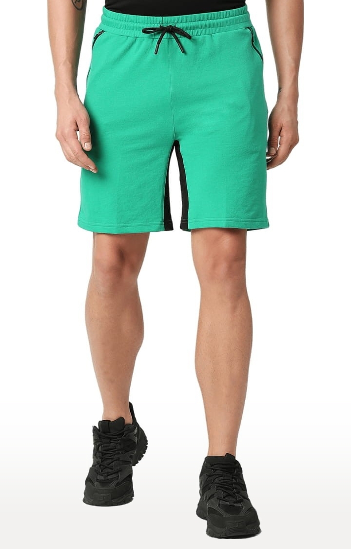 Men's Green Cotton Solid Short