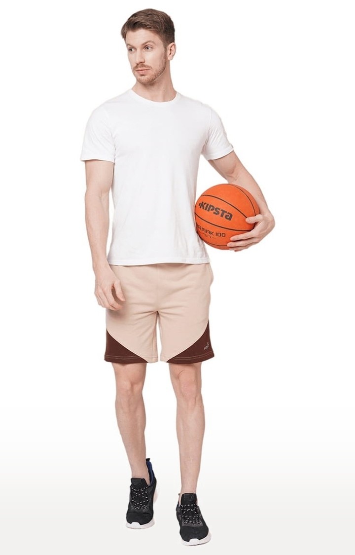 Men's Beige Cotton Striped Short