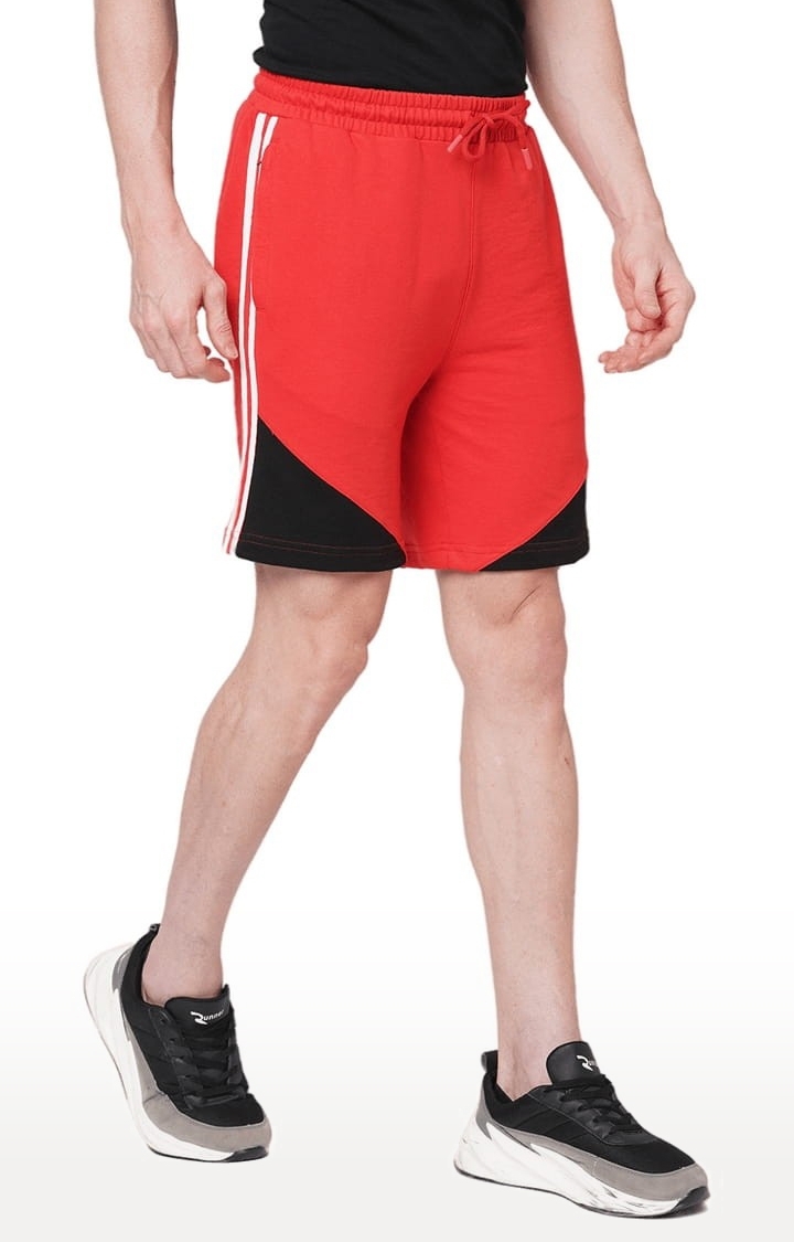 Men's Red Cotton Striped Short