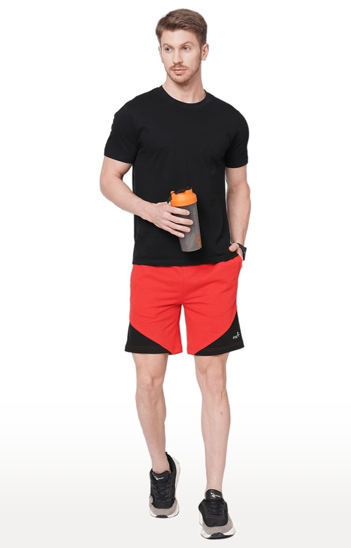 Men's Red Cotton Striped Short