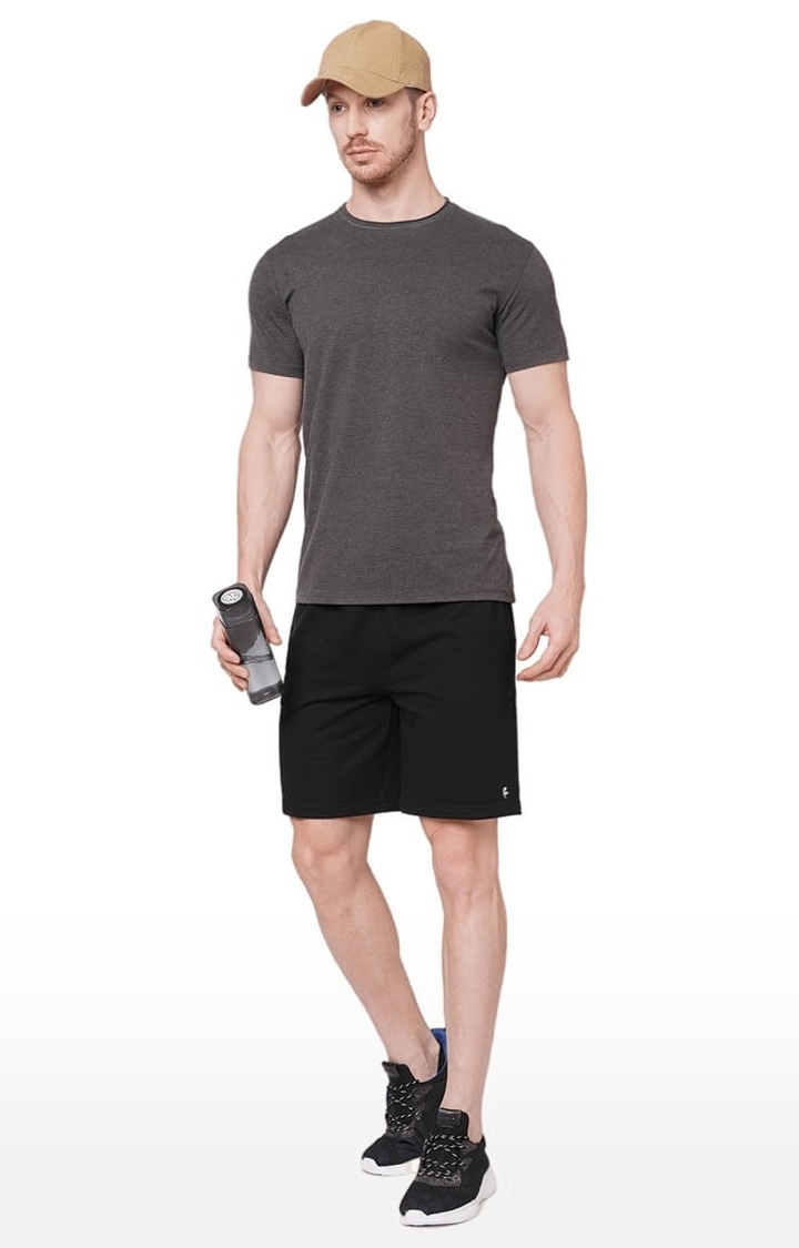 Men's Black Cotton Solid Short