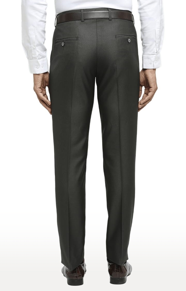 SOLEMIO | Men's Green Polyester Solid Formal Trousers 3