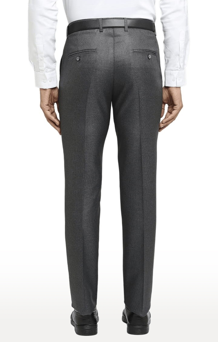 SOLEMIO | Men's Grey Polyester Solid Formal Trousers 3