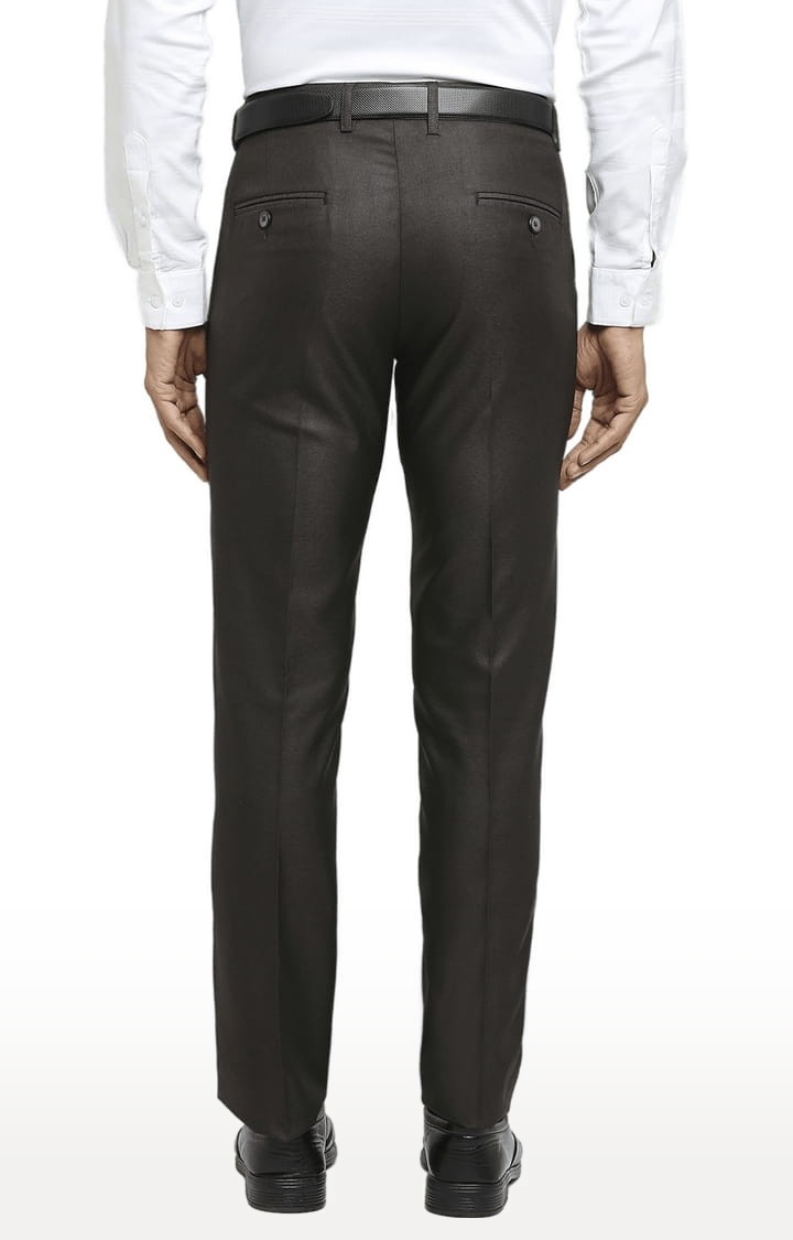 SOLEMIO | Men's Brown Polyester Solid Formal Trousers 3