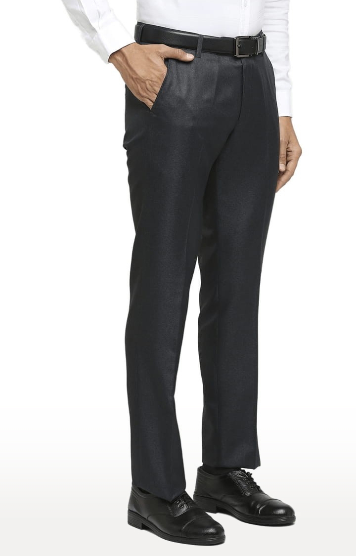 SOLEMIO | Men's Black Polyester Solid Formal Trousers 2