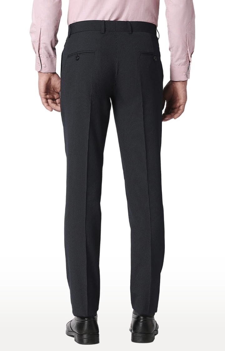 SOLEMIO | Men's Black Polyester Checked Formal Trousers 3