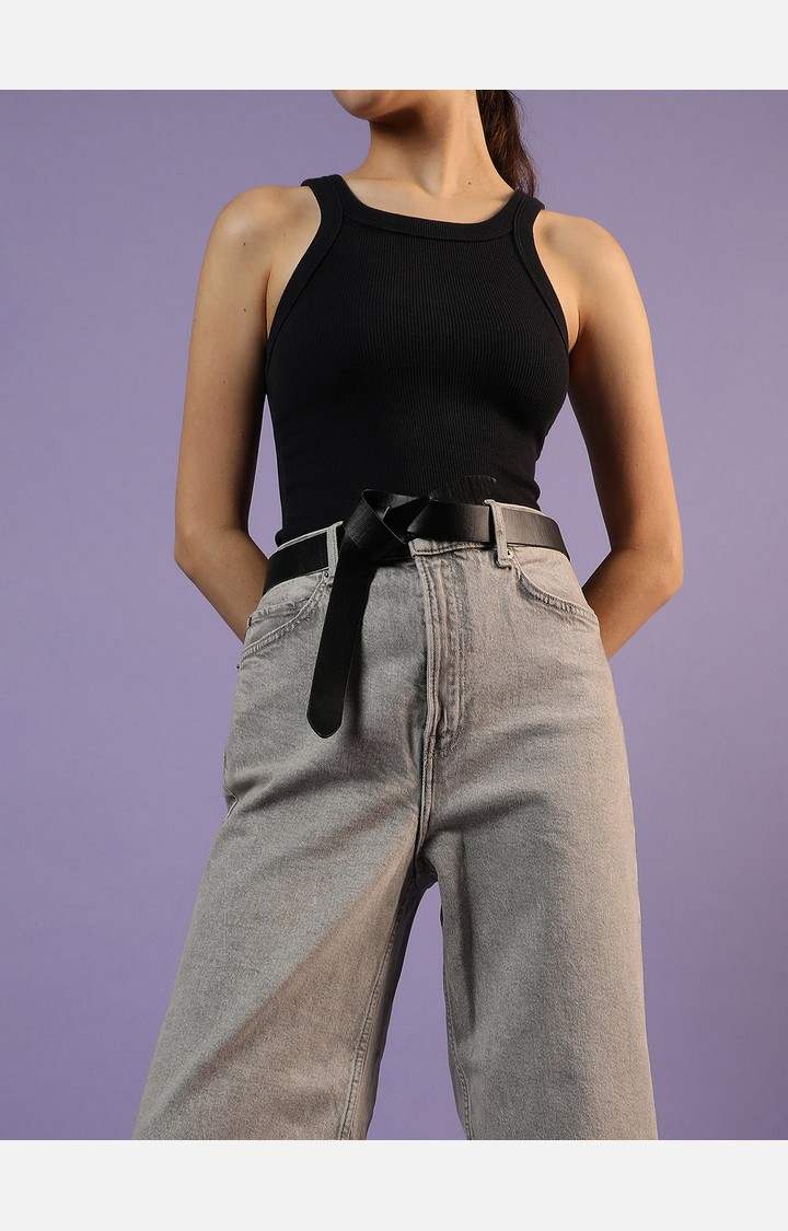 Women's Black Solid Single Clothing Accessory