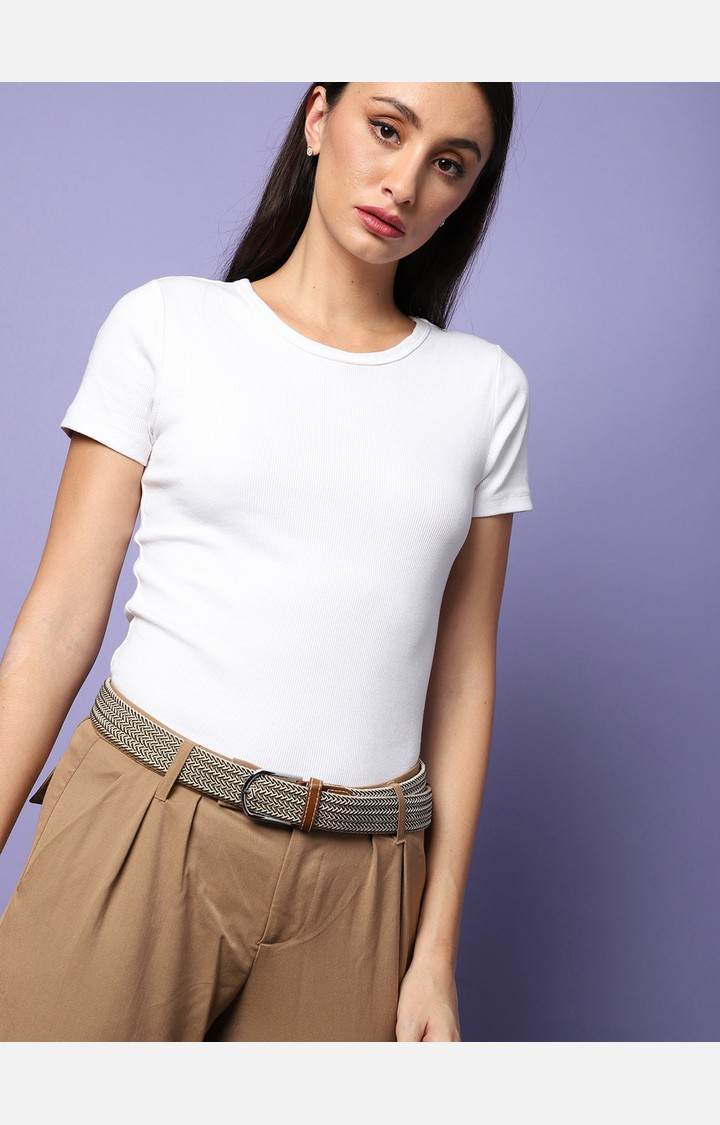 Haute Sauce By Campus Sutra White Woven Design Single Clothing Accessory