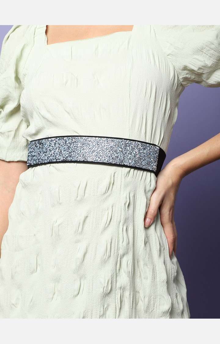 Women's Silver Textured Single Clothing Accessory