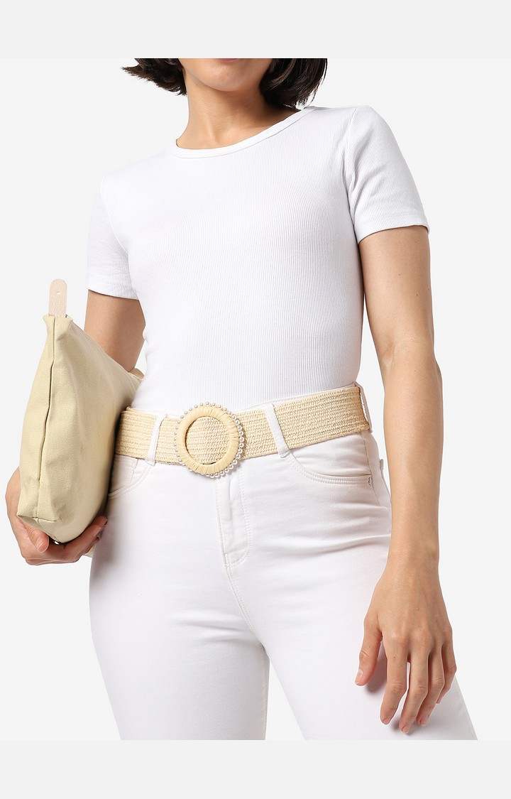 Haute Sauce By Campus Sutra Cream Woven Design Single Clothing Accessory
