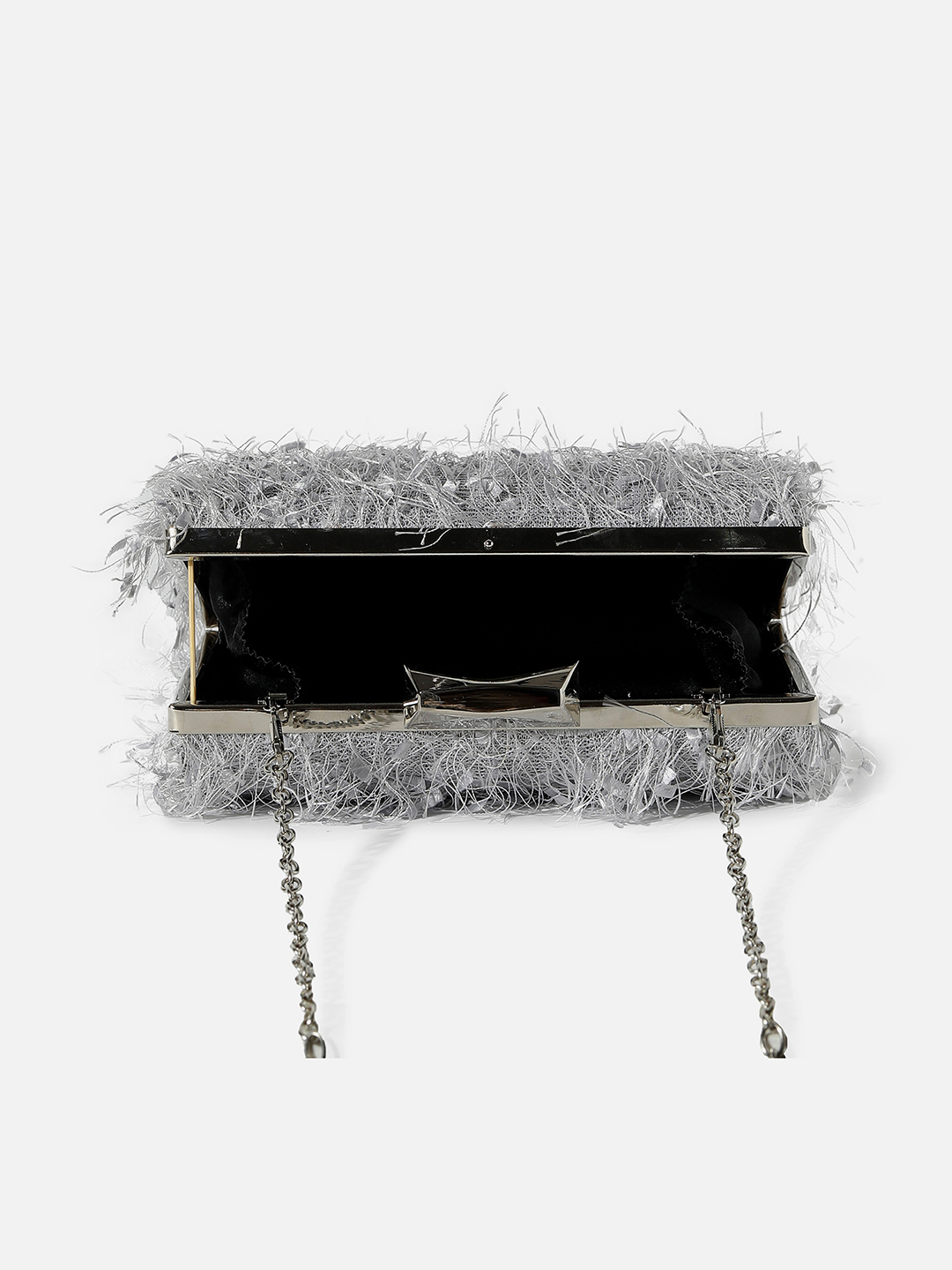 Haute Sauce By Campus Sutra Silver Fabric Clutch Bags
