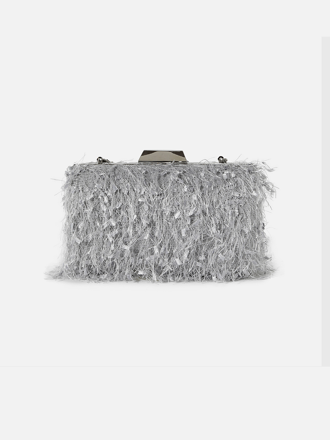 Haute Sauce By Campus Sutra Silver Fabric Clutch Bags
