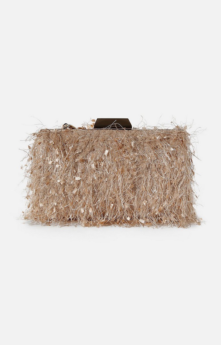 Haute Sauce By Campus Sutra Gold Fabric Clutch Bags