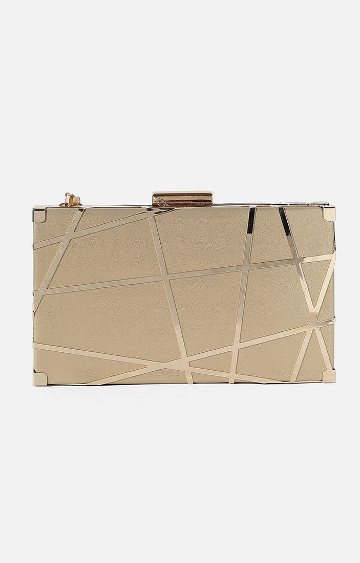 Haute Sauce By Campus Sutra Gold Fabric Clutch Bags
