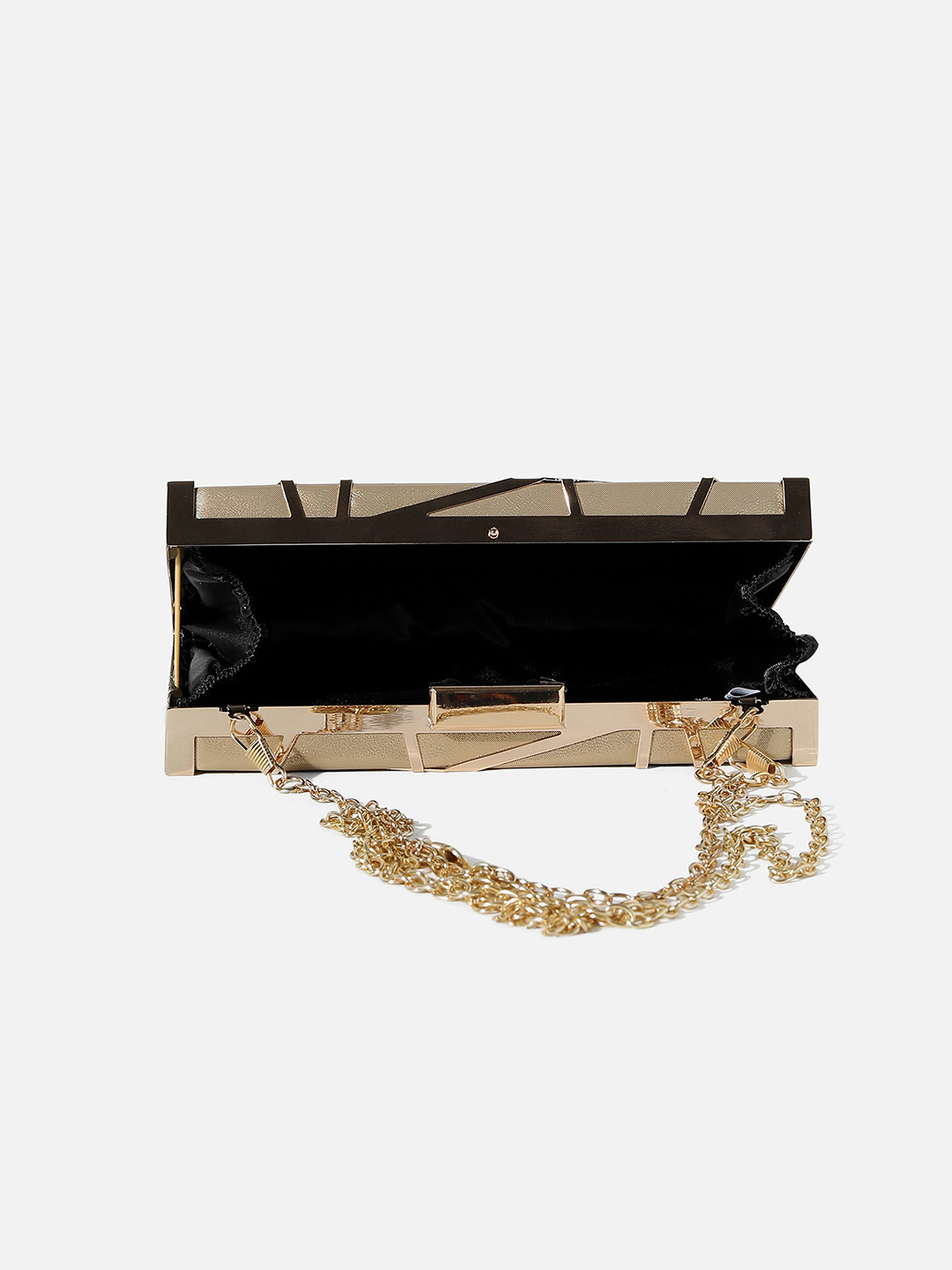 Haute Sauce By Campus Sutra Gold Fabric Clutch Bags
