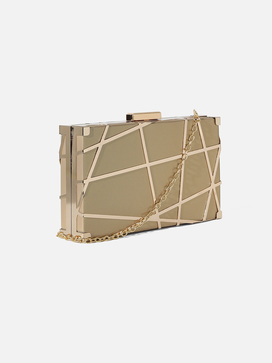 Haute Sauce By Campus Sutra Gold Fabric Clutch Bags