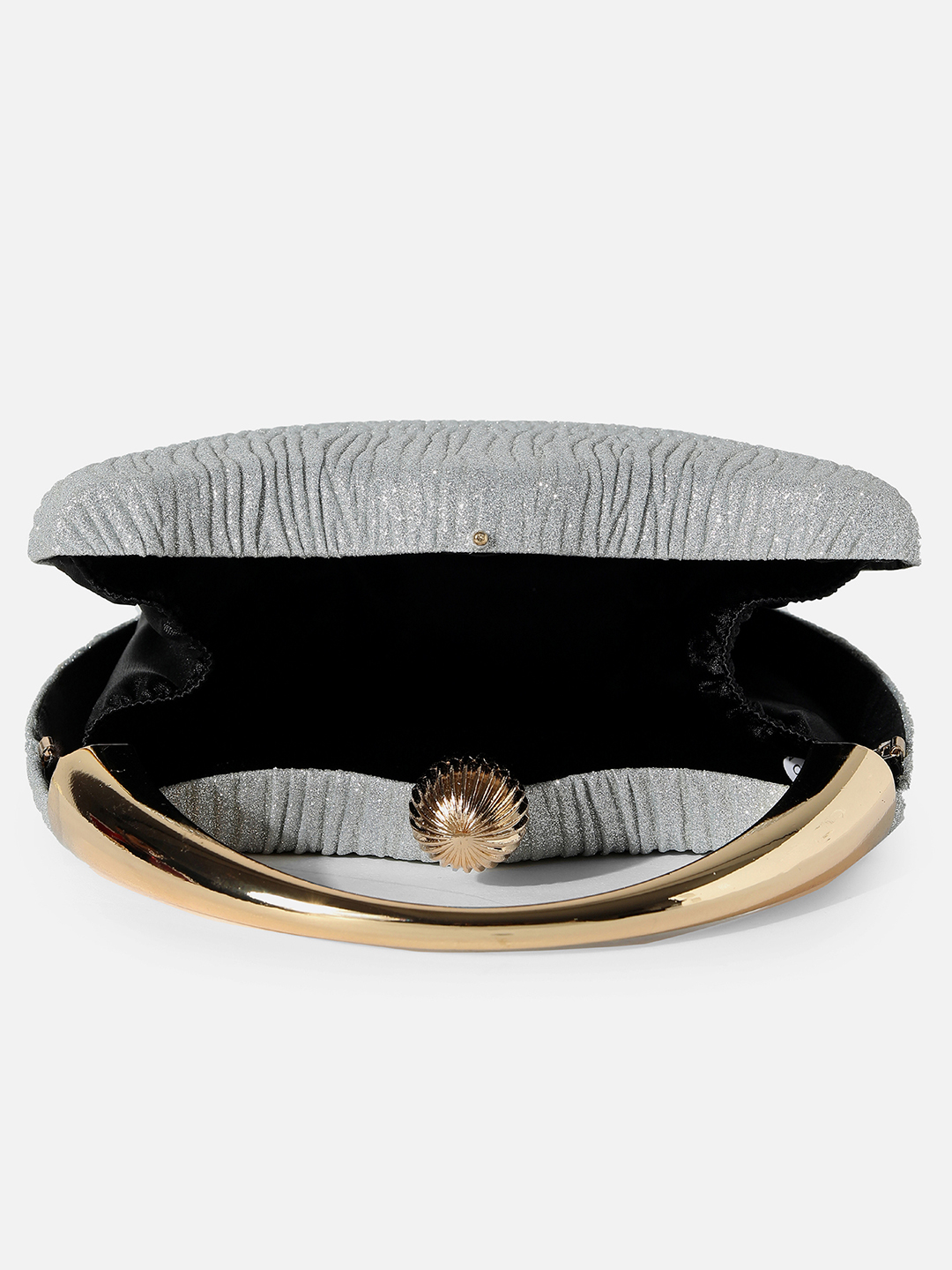 Haute Sauce By Campus Sutra Silver Pu Clutch Bags