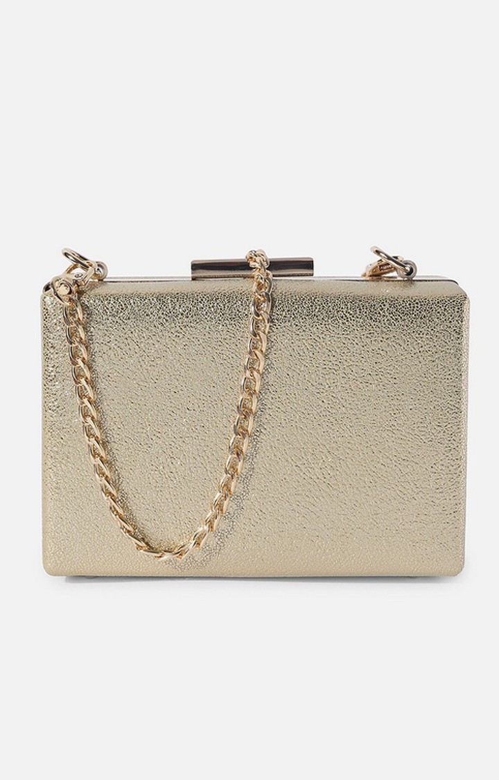 Haute Sauce By Campus Sutra Gold Pu Clutch Bags