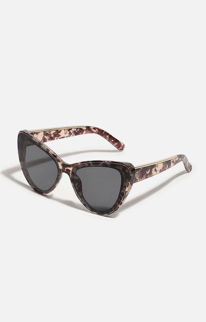 Haute Sauce By Campus Sutra Women Black Lens & Brown Cateye Sunglasses With Polarised Lens