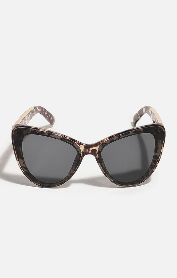 Haute Sauce By Campus Sutra Women Black Lens & Brown Cateye Sunglasses With Polarised Lens