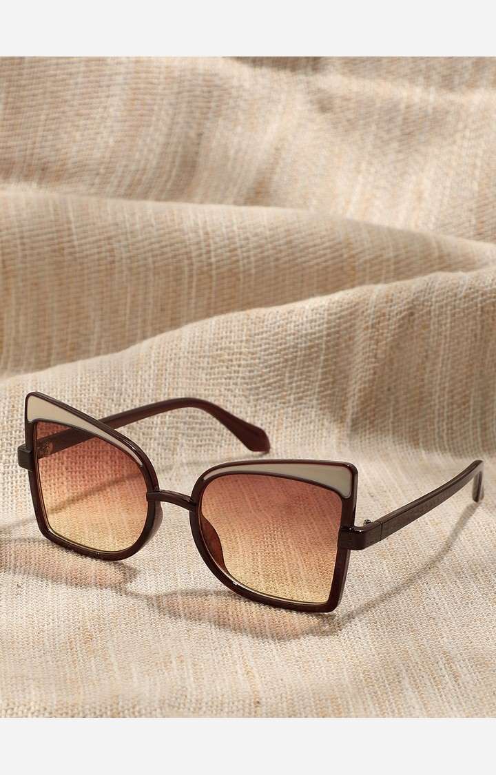 Haute Sauce By Campus Sutra Women Brown Lens & Brown Oversized Sunglasses With Polarised Lens