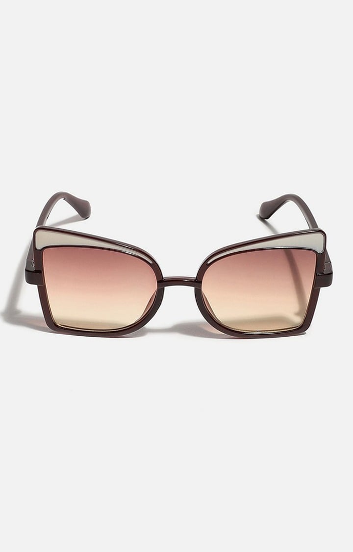 Haute Sauce By Campus Sutra Women Brown Lens & Brown Oversized Sunglasses With Polarised Lens