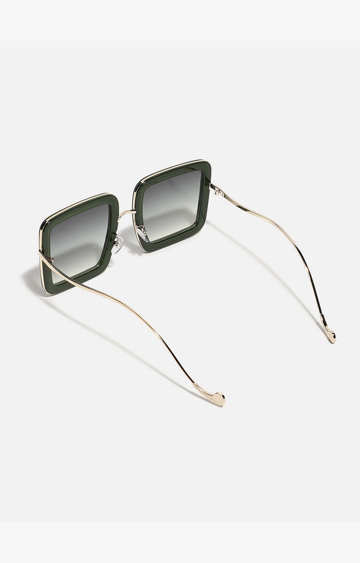 Haute Sauce By Campus Sutra Women Green Lens & Green Oversized Sunglasses With Polarised Lens