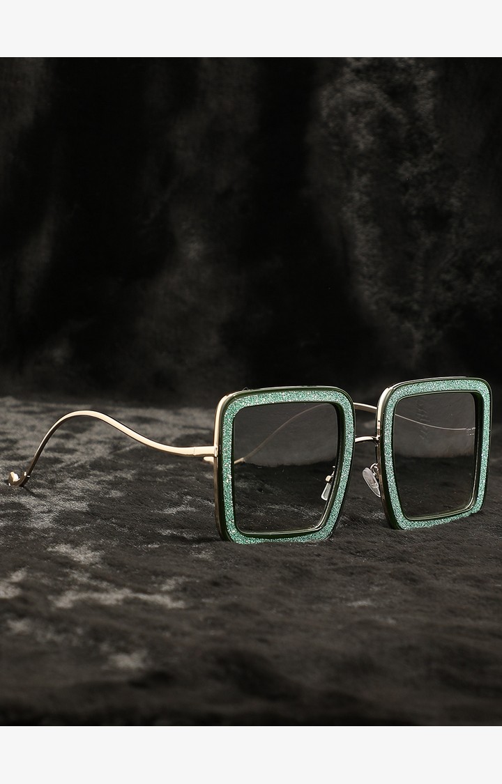 Haute Sauce By Campus Sutra Women Green Lens & Green Oversized Sunglasses With Polarised Lens