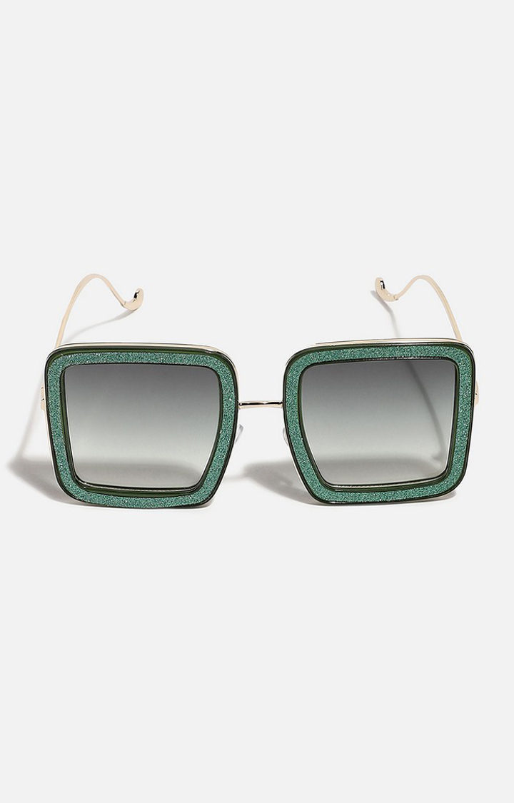 Haute Sauce By Campus Sutra Women Green Lens & Green Oversized Sunglasses With Polarised Lens