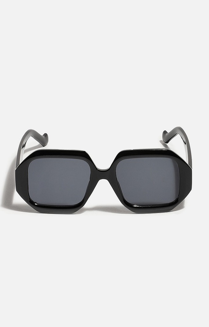 Haute Sauce By Campus Sutra Women Black Lens & Black Oversized Sunglasses With Polarised Lens