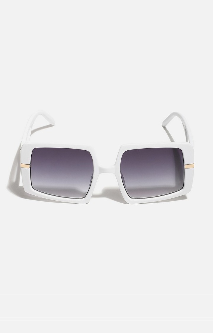 Haute Sauce By Campus Sutra Women Blue Lens & White Oversized Sunglasses With Polarised Lens