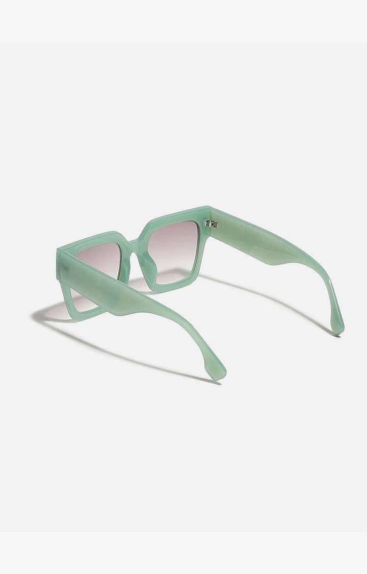 Haute Sauce By Campus Sutra Women Black Lens & Green Oversized Sunglasses With Polarised Lens