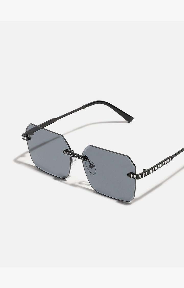 Haute Sauce By Campus Sutra Women Black Lens & Black Oversized Sunglasses With Polarised Lens