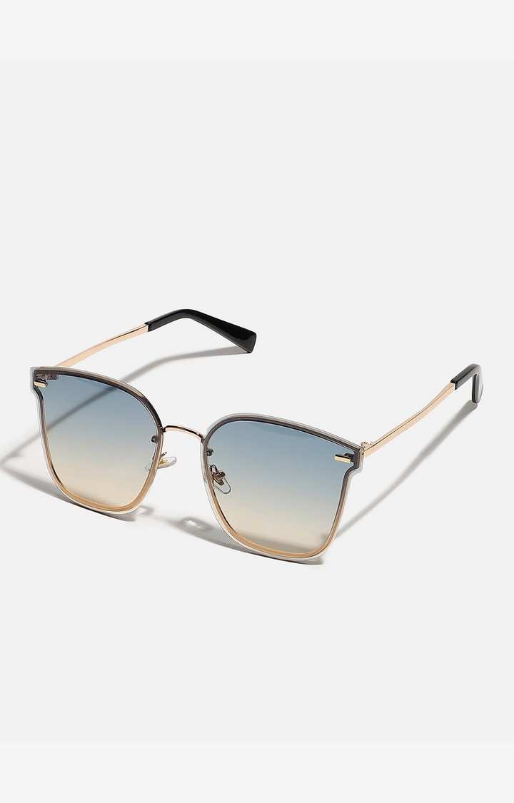 Haute Sauce By Campus Sutra Women Mirrored Lens & Gold-Toned Wayfarer Sunglasses With Polarised Lens
