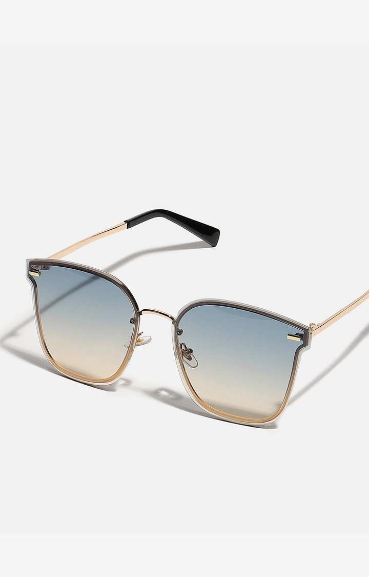 Haute Sauce By Campus Sutra Women Mirrored Lens & Gold-Toned Wayfarer Sunglasses With Polarised Lens